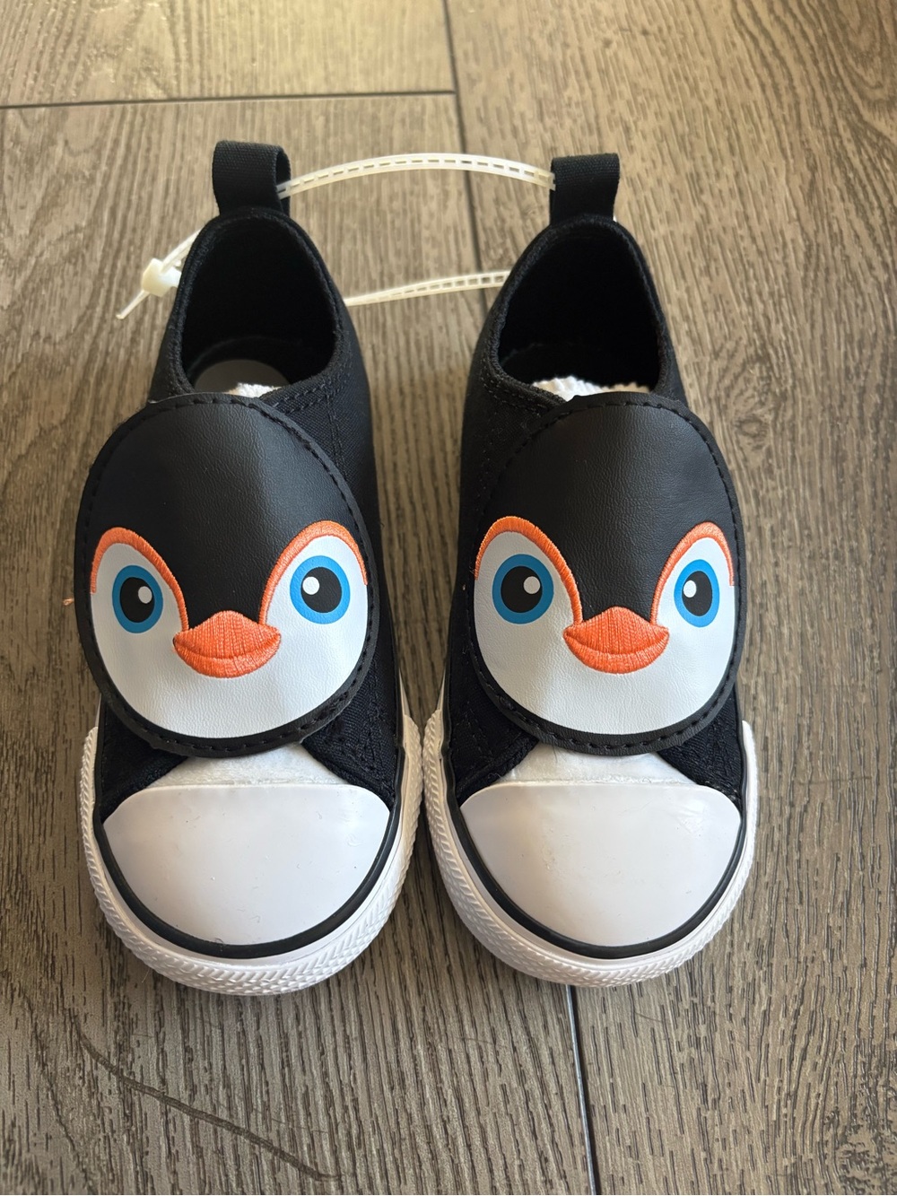 Converse Kids Penguin Slip-On Sneakers - Black/White with Orange Accent